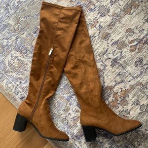 ZARA Vegan Camel Over The Knee Boots